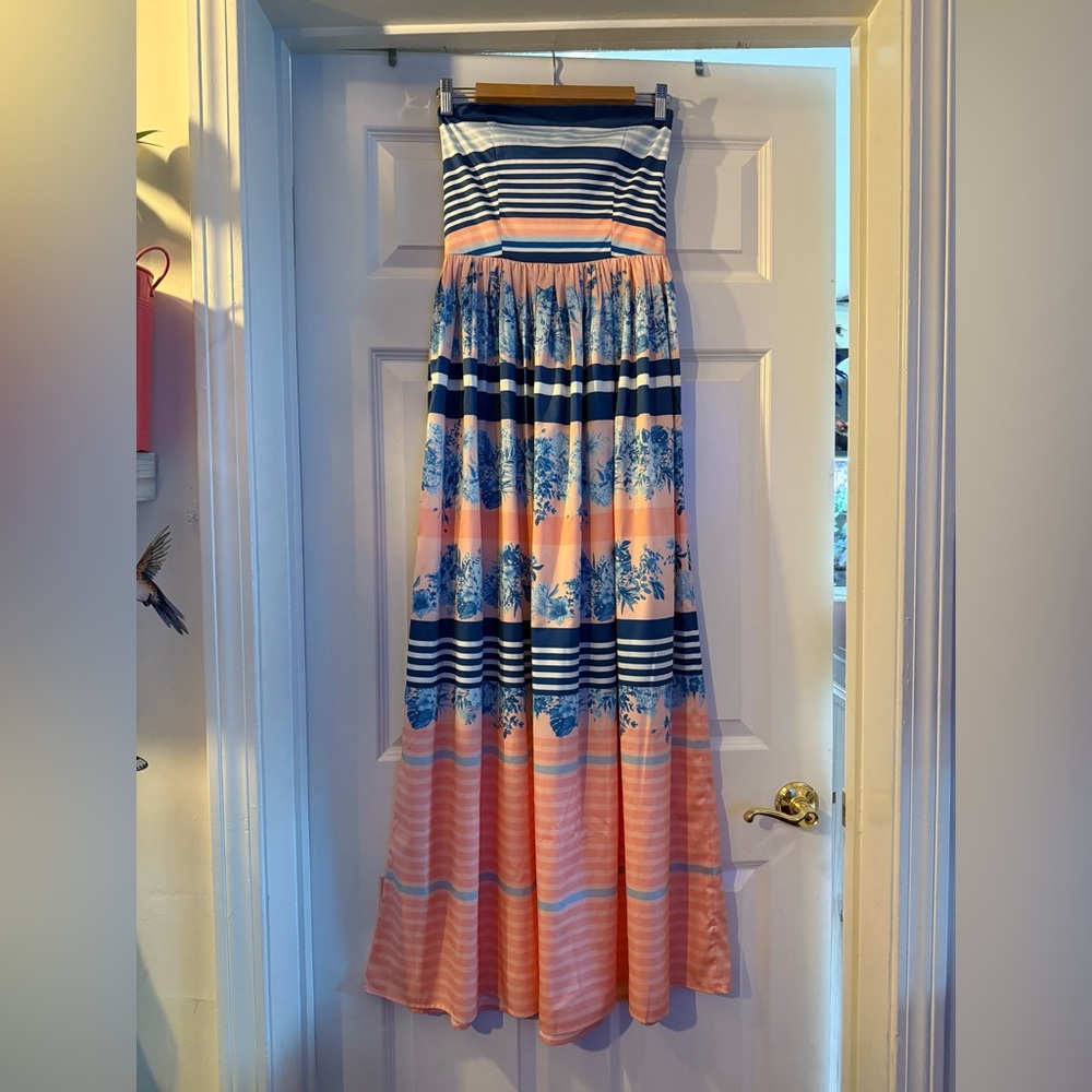 Striped and Floral Maxi Dress